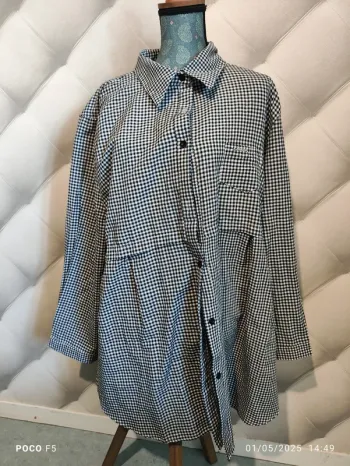 Chemise pied de poule manche longue taille 5XL 56/58