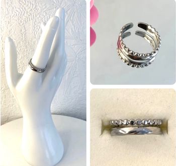 Bague argentée en acier inoxydable neuve