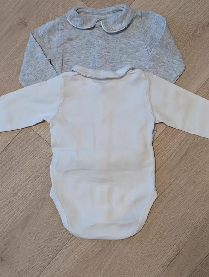 Lot de 2 bodies manches longue à col Petit Bateau - Taille : 6 Mois - photo numéro 3