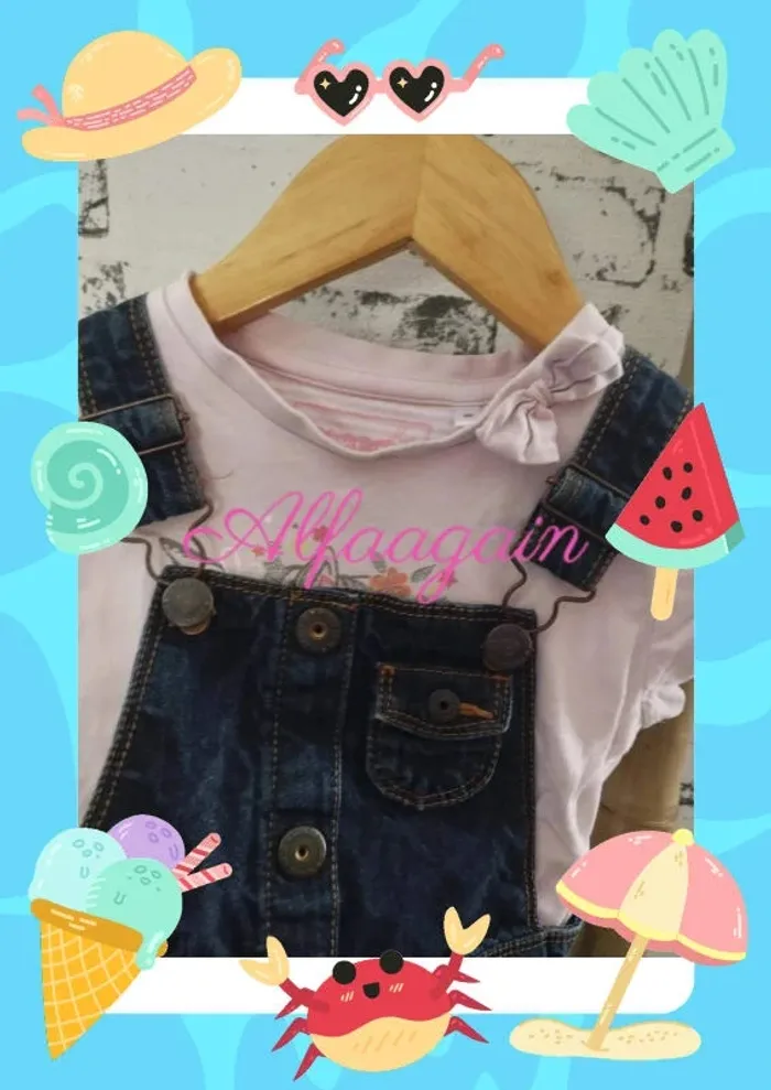 Lot salopette robe jean t-shirts 2ans - photo numéro 2