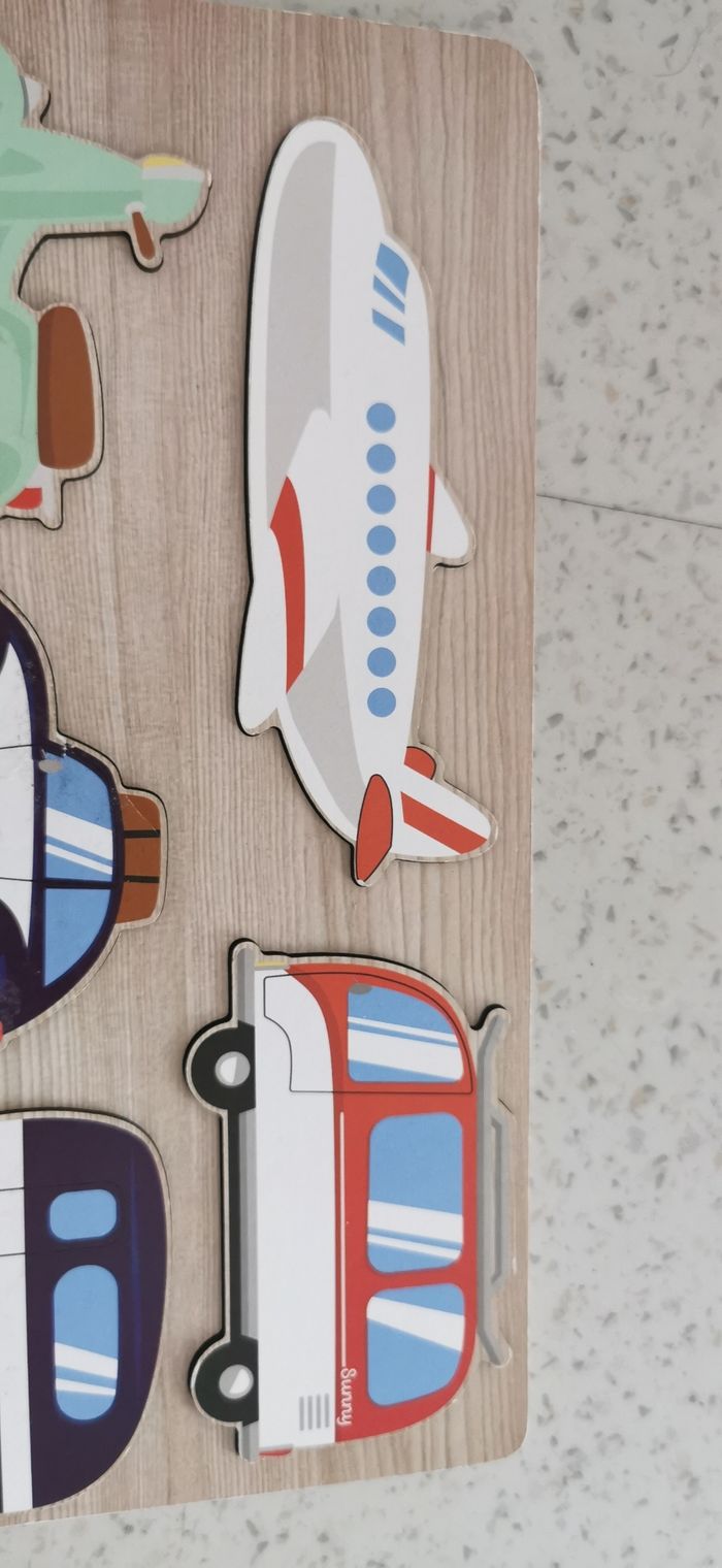 Puzzle en bois chiifre et moyen de transport - photo numéro 3