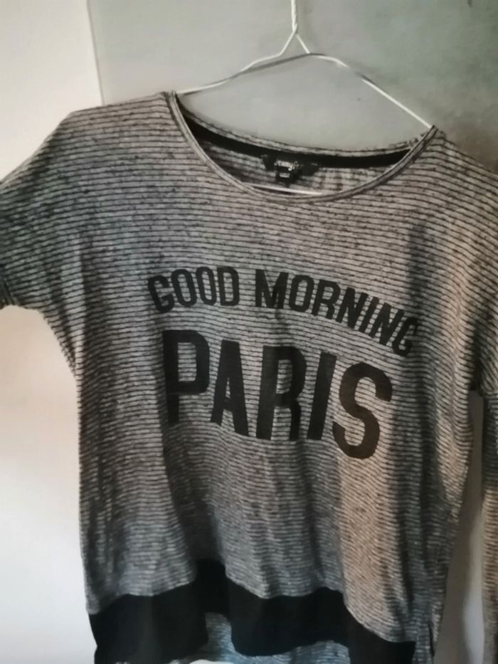 T-shirt long "good morning Paris" - photo numéro 2