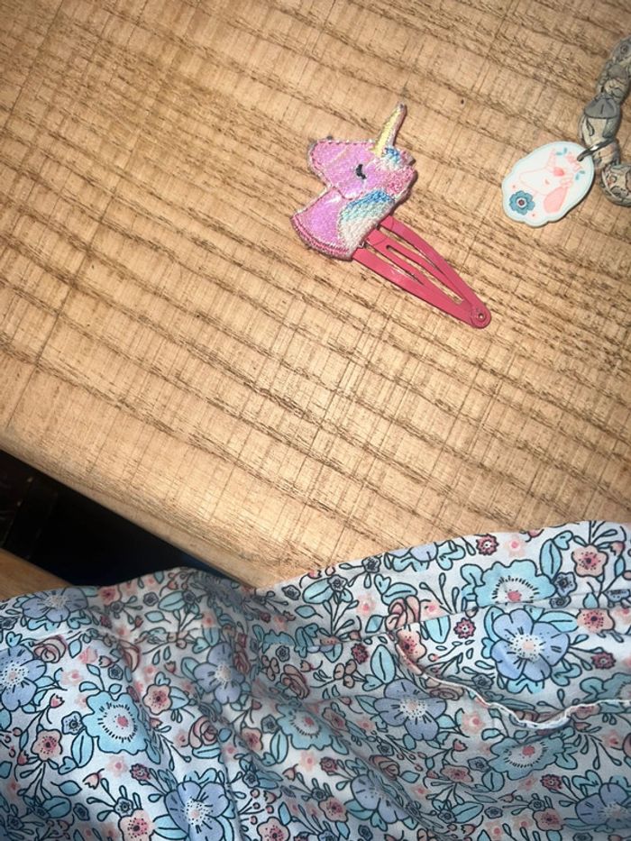 Ensemble Liberty fleurs combi combinaison sergent major 7 ans pince à cheveux collier licorne - photo numéro 6