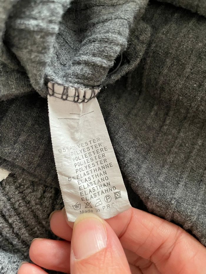 T-shirt à manches longues col montant gris a cotes miss sara taille 36 - photo numéro 7