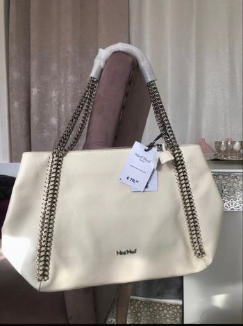 Sac cabas blanc chaîne dorée – neuf avec étiquette