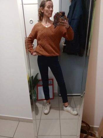 Pantalon femme slim 36 bleu marine c49