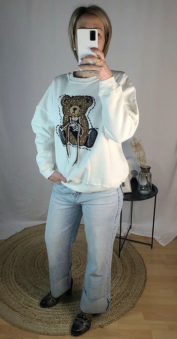 Pull Sweat ourson avec nœud décoratif, NEUF avec étiquette