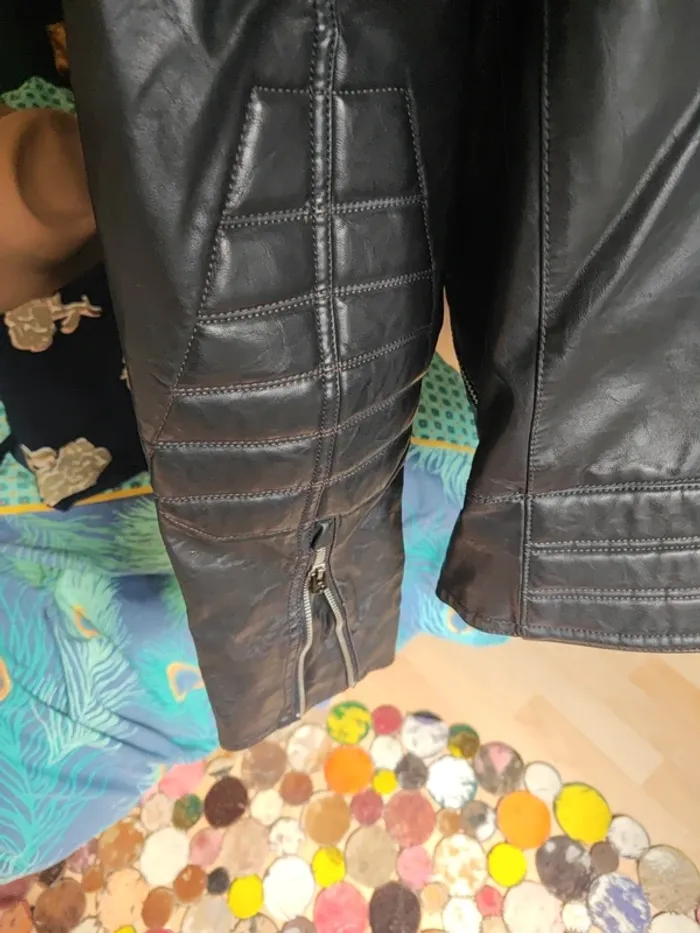 Veste en cuir noire homme Gstar taille L - photo numéro 6