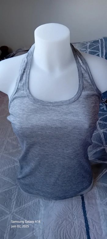 Top léger épaules dénudées gris chiné femme 36