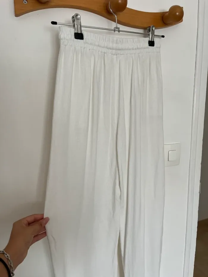 Pantalon fluide lin blanc - photo numéro 2