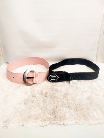 🔥 Lot de 2 Ceintures Femme – Rose & Noire – Neuves 🔥