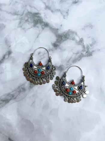 Boucles d’oreilles bohème hippie multicolore boho