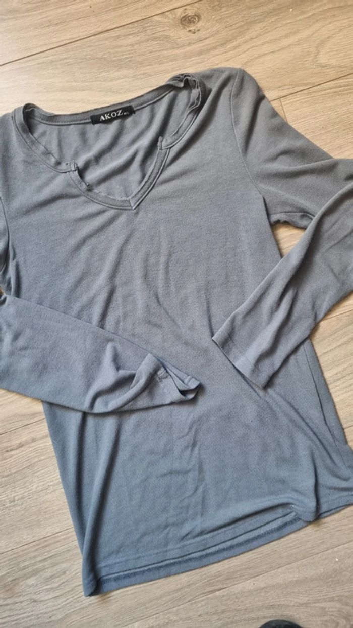 Haut tee shirt manches longues 40 L gris dos papillon - photo numéro 5