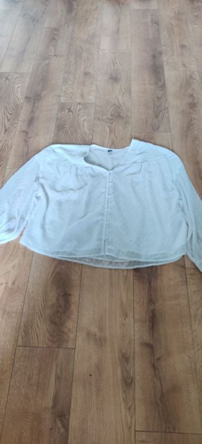 Blouse fluide blanche à pois XL