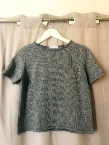 T shirt à carreaux écossais noirs blancs Gémo M