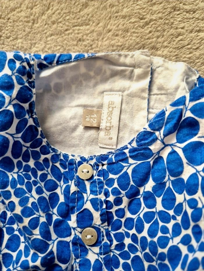 Ensemble robe fleurie bleu et blanche et legging - photo numéro 3