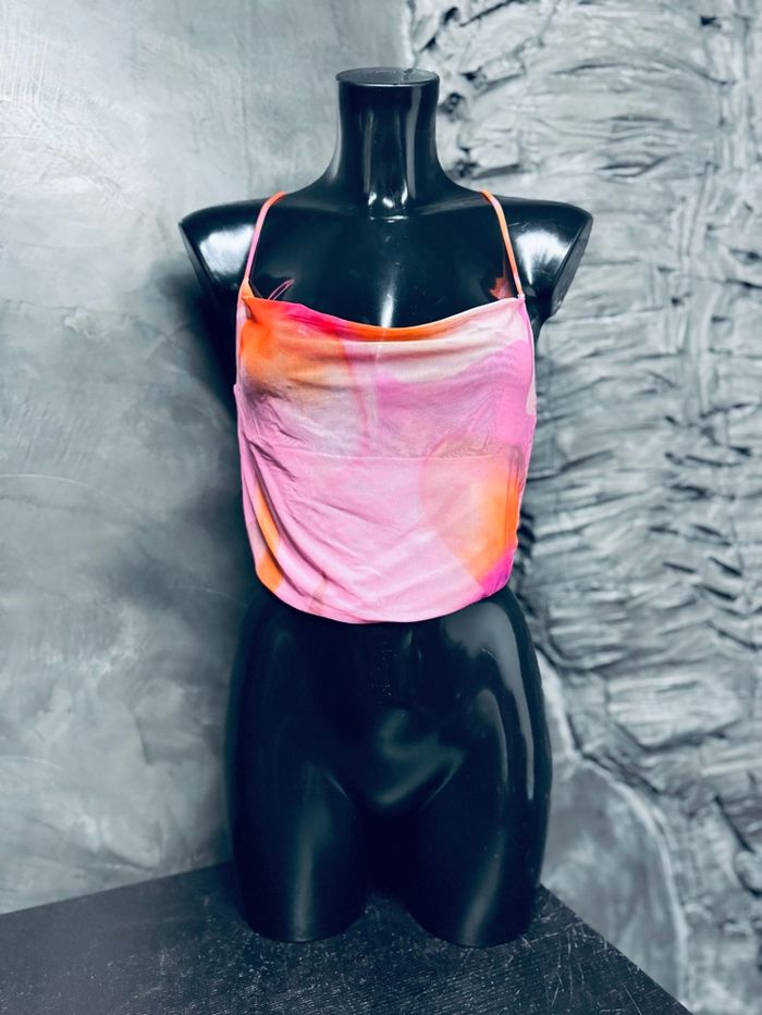 Crop top rose et orange - photo numéro 1