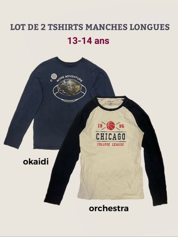Lot de 2 t-shirts manches longues garçon orchestra okaidi 13-14 ans