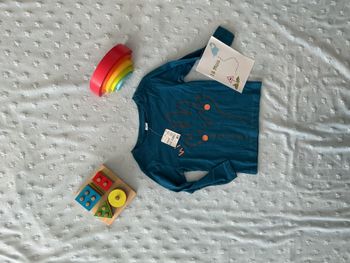 teeshirt manches longues bleu impression devant 18 mois zeeman