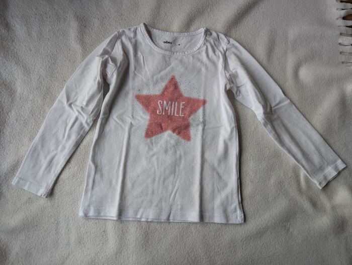 Tshirt ML blanc étoile rose - 4A - Gémo