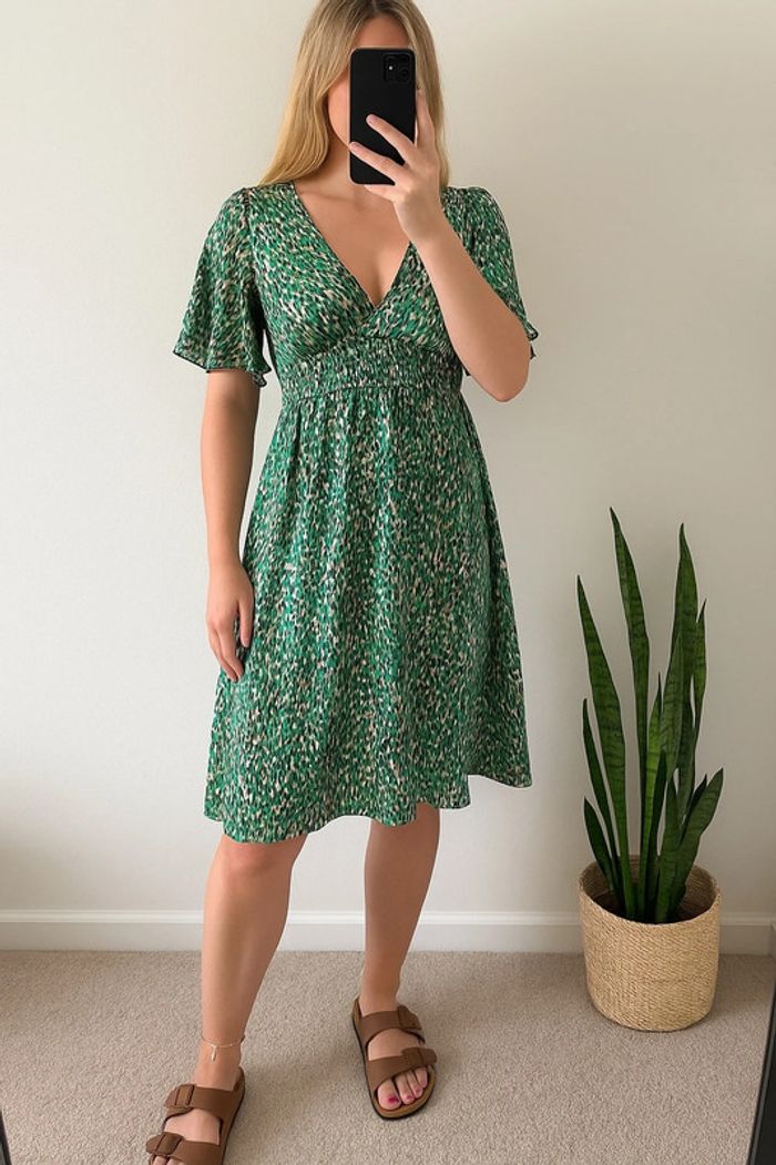 Robe verte à motifs dos nu taille S/M – Peace n’Love