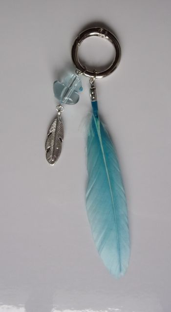 Déco de sac à main canard bleu turquoise plume