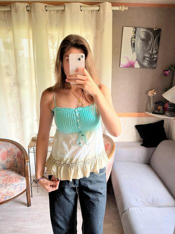 Top coton débardeur bouffant Ibiza Summer vintage bohème champêtre y2k 2010