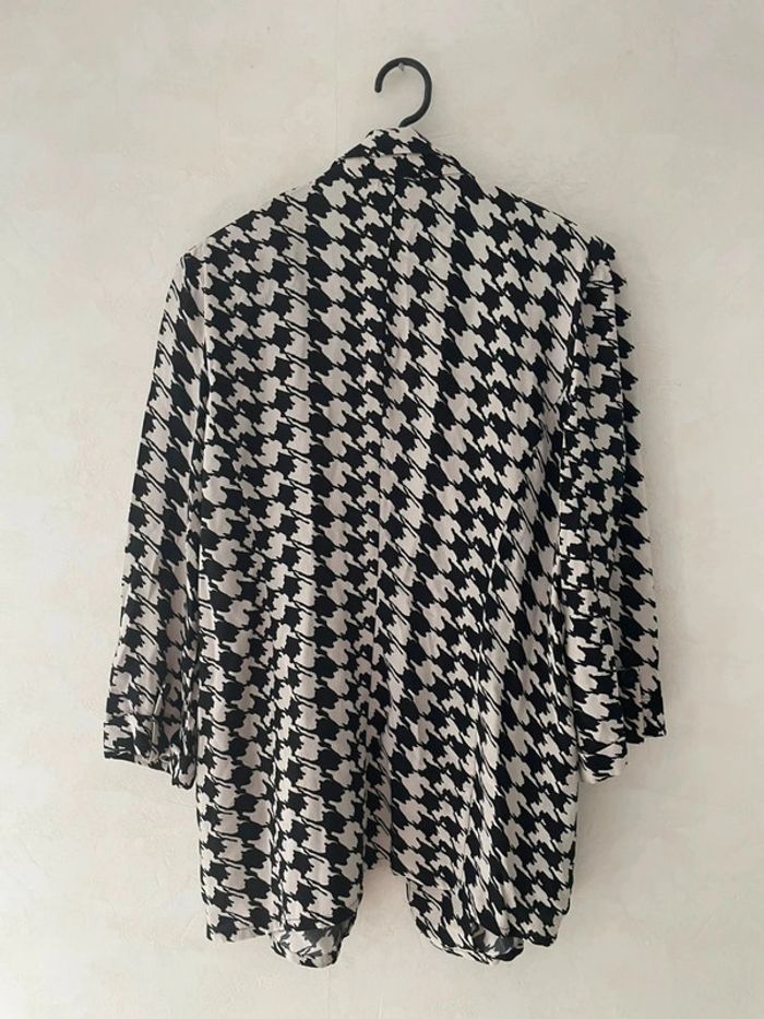 🤍 Joli Blazer Femme Grain de Malice - Motif Pied de Poule Noir & Blanc (Taille 42) 🖤 - photo numéro 4
