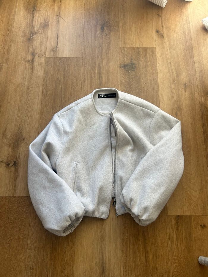 Veste bomber femme court gris Zara - photo numéro 2