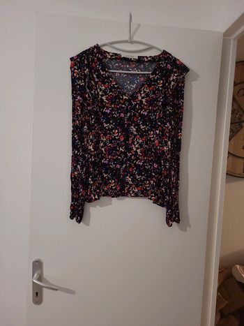 Blouse chemisier femme manches longues col V motif T42 TBE promod