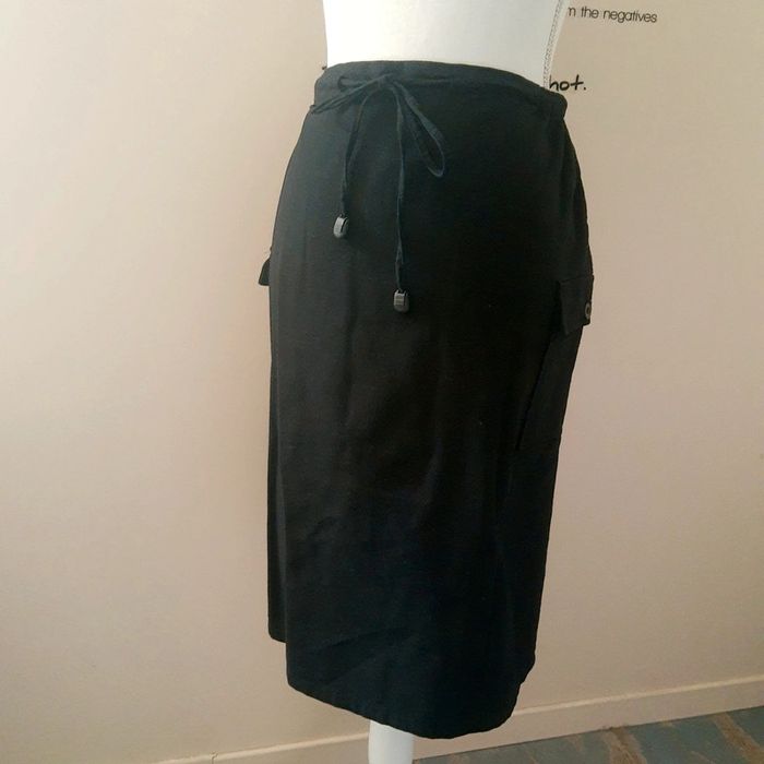 Jupe longue en lin noir taille Élastique - photo numéro 2