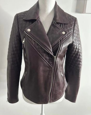 Perfecto en cuir véritable prune bordeaux Caprice Claudie Pierlot T40 L