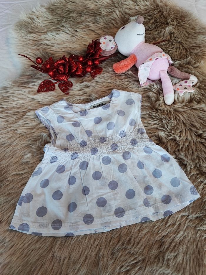 Tunique blanche à pois tape à l'oeil 3 mois