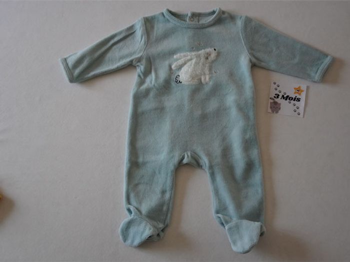 Lot de 5 Pyjamas velours brodés fantaisies Kiabi Taille : 3 mois - photo numéro 6