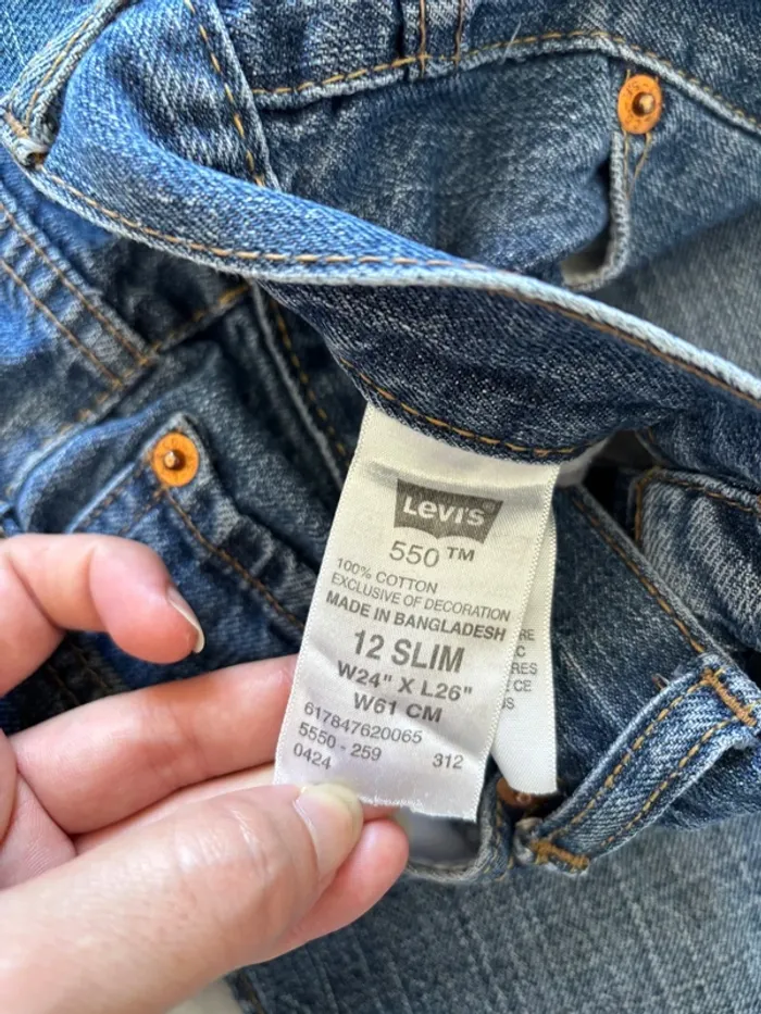 Jean levi’s 550 relaxed large droit straight  7/8 eme bleu y2k 00s XS/34 ou 14 ans rare US - photo numéro 9