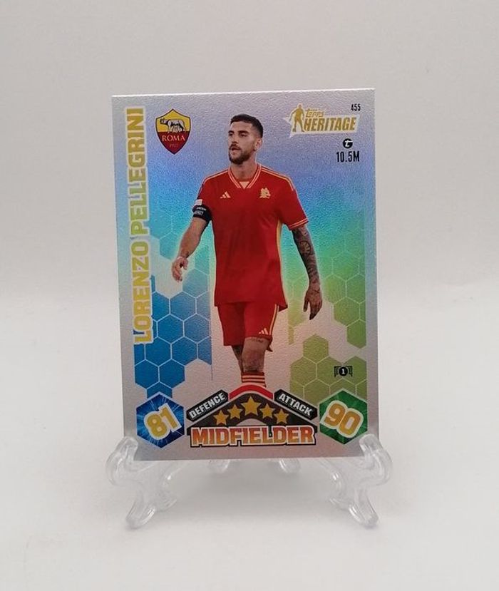 Carte Topps Match Attax 2023-24 HÉRITAGE Lorenzo Pellegrini n°455 AS ROMA