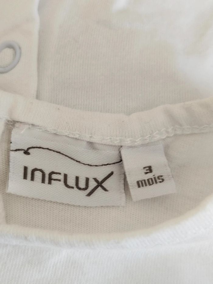 Tee-shirt manches longues blanc imprimé lila Influx taille 3mois - photo numéro 3