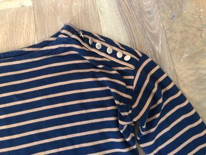 T-shirt manches longues rayé bleu et marron Camaieu XS - photo numéro 2