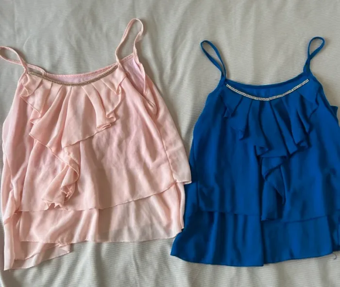 Lot de 2 débardeur petite bretelles rose et bleu taille M