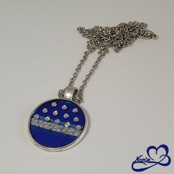 Sautoir argenté et bleu