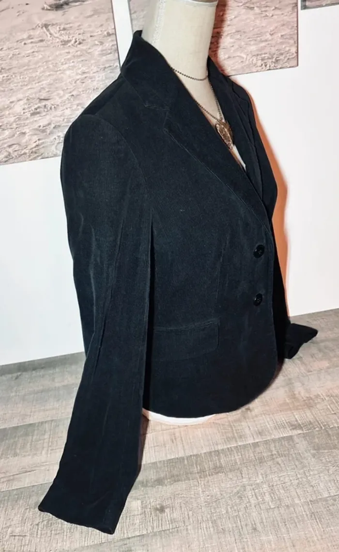 💕 veste style caban vintage côtelé velours noire taille 40 l #camaieu - photo numéro 5