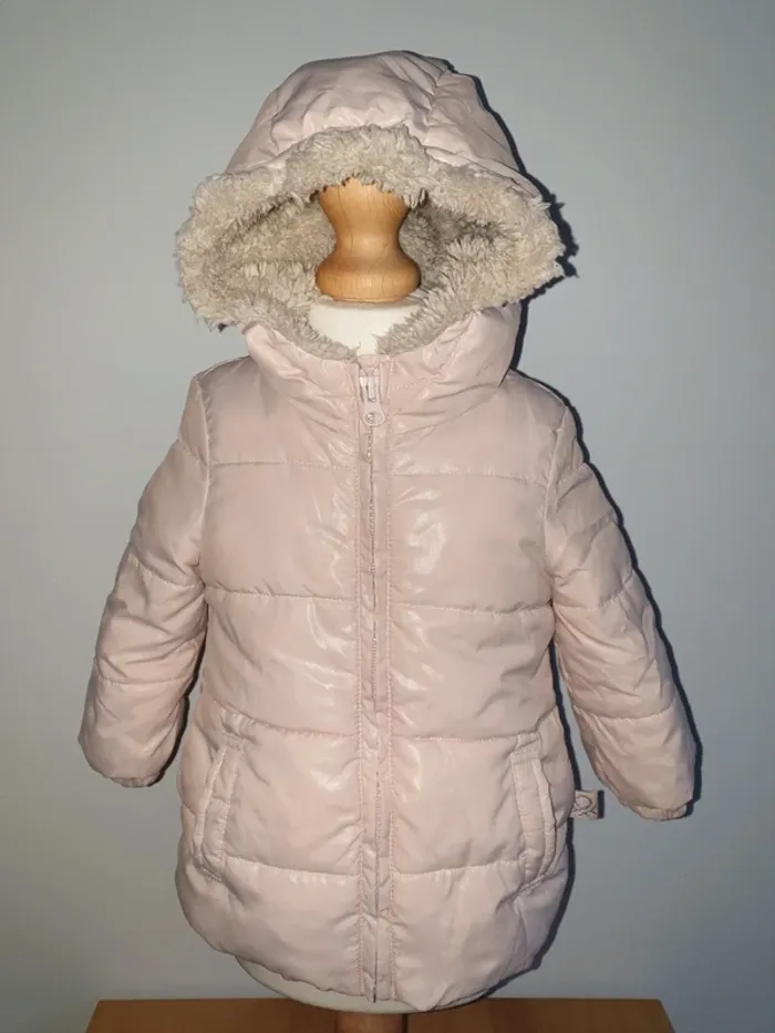 Manteau bébé fille rose poudré Benetton 12 mois
