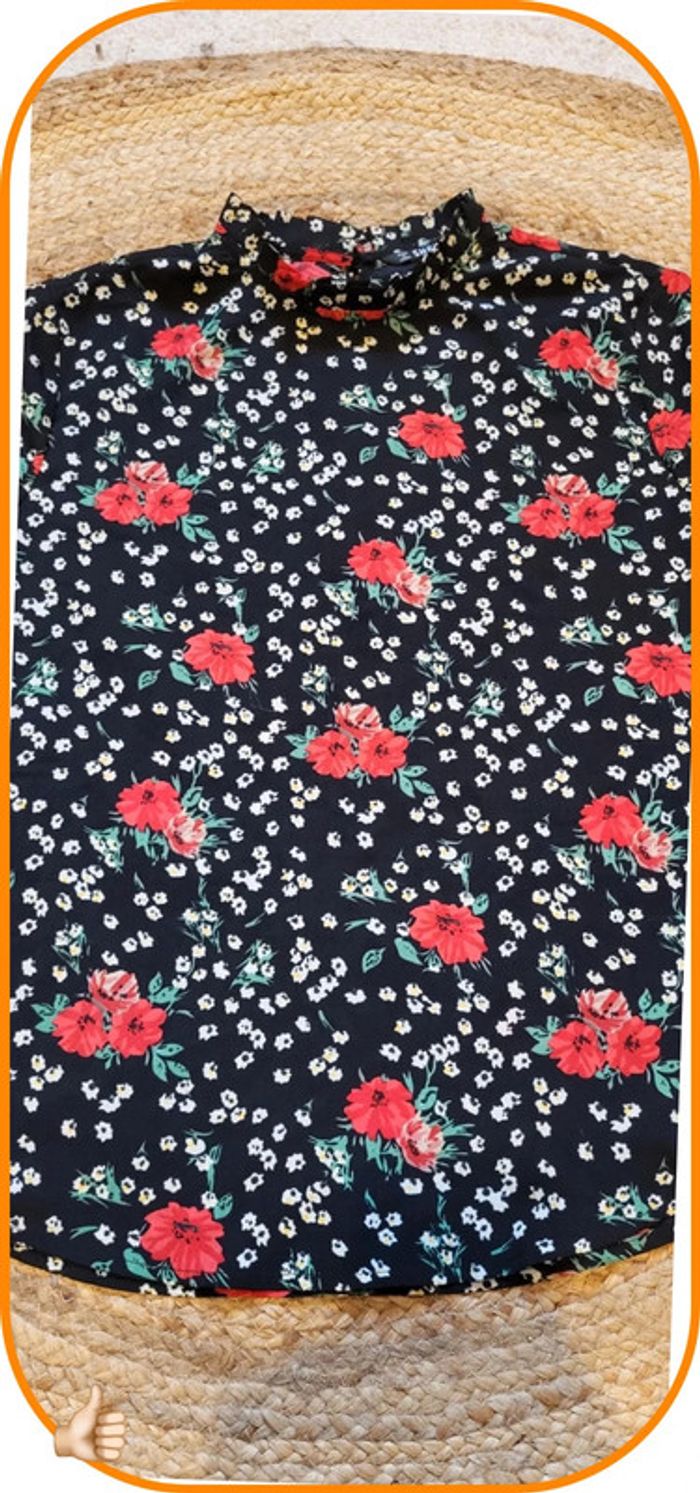 Blouse motif floral à manches longues - Shein - Noir - Femme - Très bon état - photo numéro 3