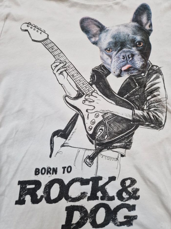 Tee-shirt manches longues Zara 8 ans chien et guitare - photo numéro 2