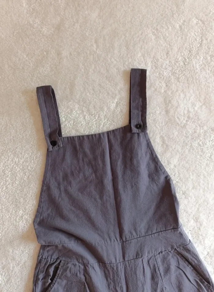 Salopette gris 100% coton jambes larges taille M légère, printemps été top qualité - photo numéro 7