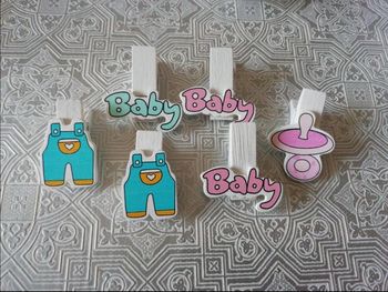 Lot 10 pinces accroches tétine en bois