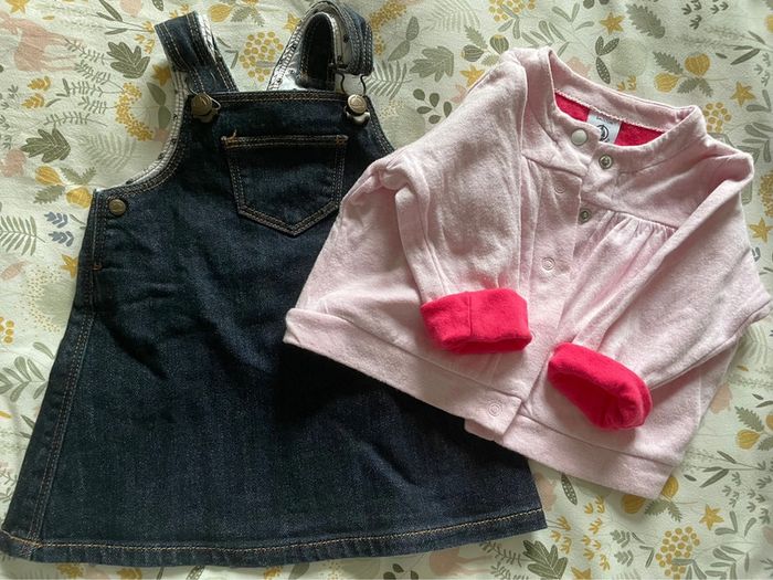 Ensemble robe salopette et gilet Petit Bateau
