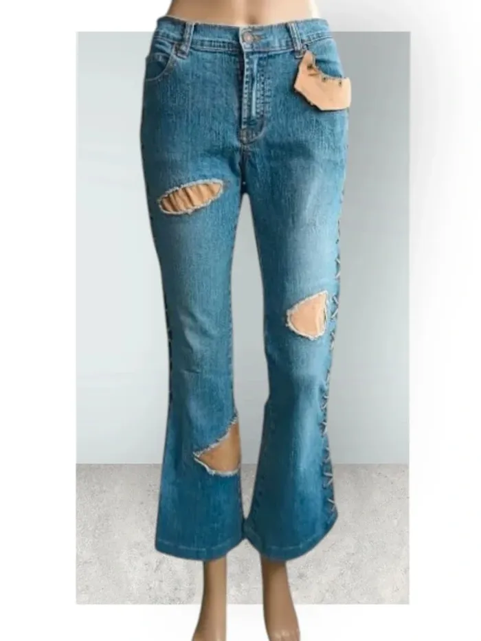 Jean design atypique ,Jet-7 ,coupe bootcut destroy ,taille basse ,stretch - photo numéro 3