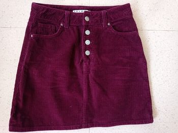 Mini jupe bordeaux en velours côtelé - Denim & Co - T.36