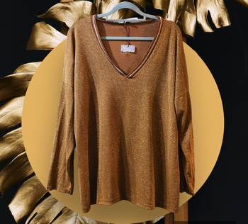 Pull or avec filaments mode col V made in italy